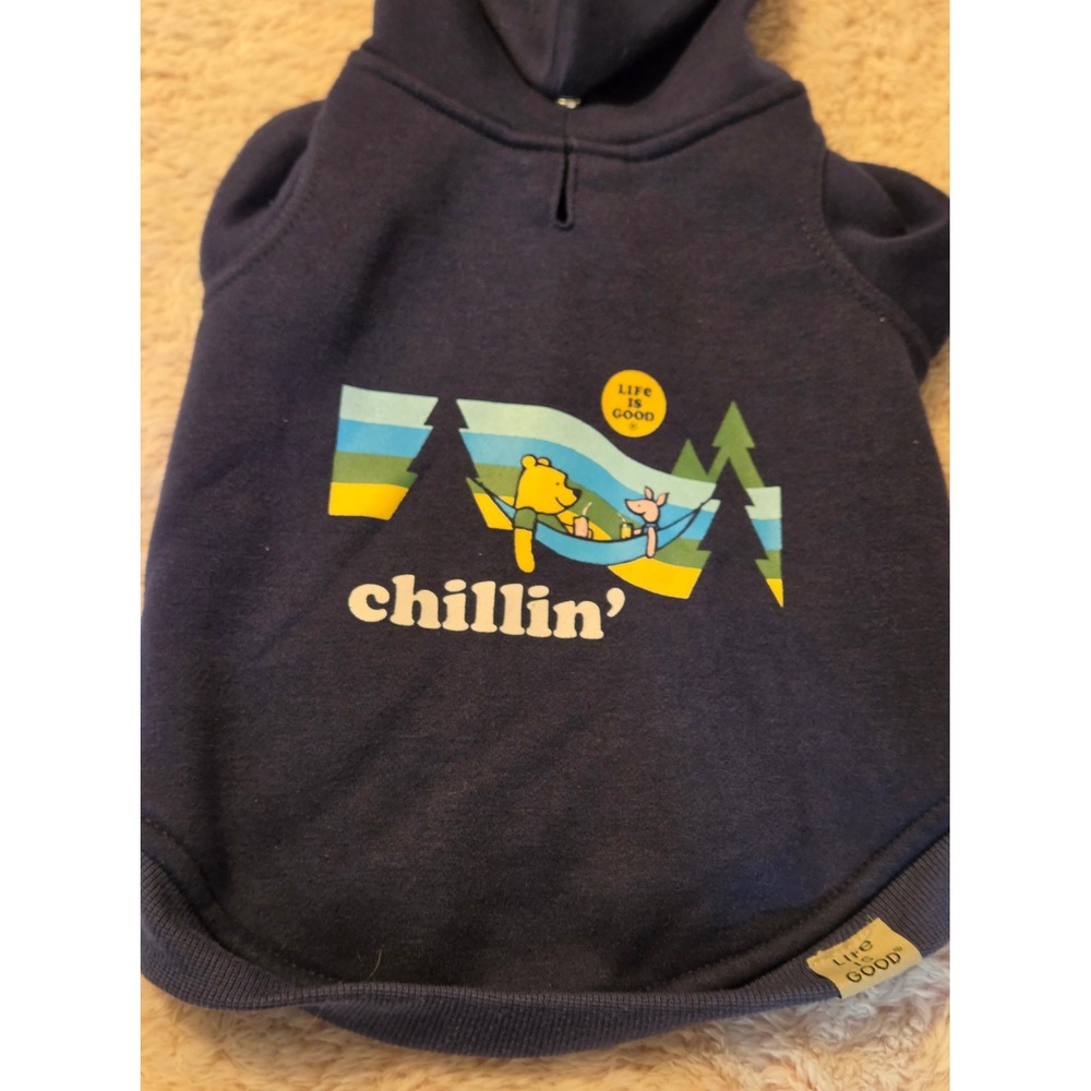 Life Is Good Chillin Pet Hoodie Size Medium Navy